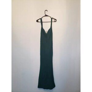 Grace Karin Womens 2XL Dress Green Sweetheart Sheer V Neck Cross Straps Midi NWT